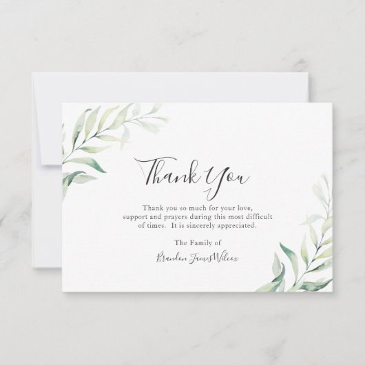 Elegant Sage Greenery Eucalyptus Funeral Bedankkaart (Voorkant)