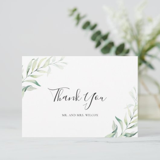 Elegant Sage Greenery Eucalyptus Wedding Bedankkaart (Staand voorkant)