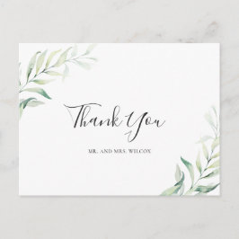 Elegant Sage Greenery Eucalyptus Wedding Dank je Briefkaart