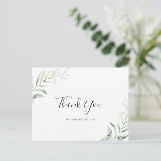 Elegant Sage Greenery Eucalyptus Wedding Dank je Briefkaart (Staand voorkant)