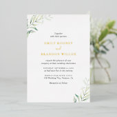 Elegant Sage Greenery Eucalyptus Wedding Gold Folie Uitnodiging (Staand Voorkant)