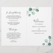 Elegant Sage Greenery Eucalyptus Wedding Programme (Voorkant)