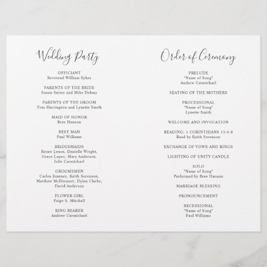 Elegant Sage Greenery Eucalyptus Wedding Programme (Achterkant)