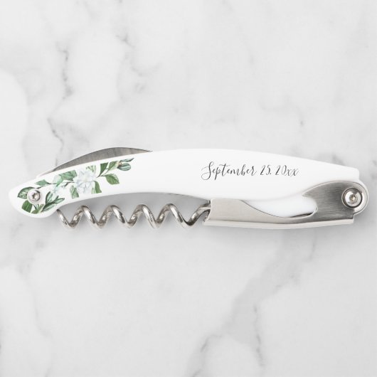 Elegant Sage Greenery Floral Script Wedding Kurkentrekker (Achterkant)