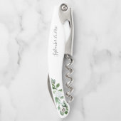 Elegant Sage Greenery Floral Script Wedding Kurkentrekker (Achterkant)