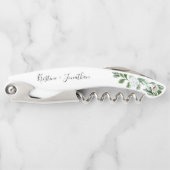 Elegant Sage Greenery Floral Script Wedding Kurkentrekker (Voorkant)