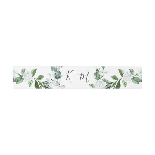 Elegant Sage Greenery Floral Wreats Script Wedding Uitnodigingen Wikkel (Vlak)