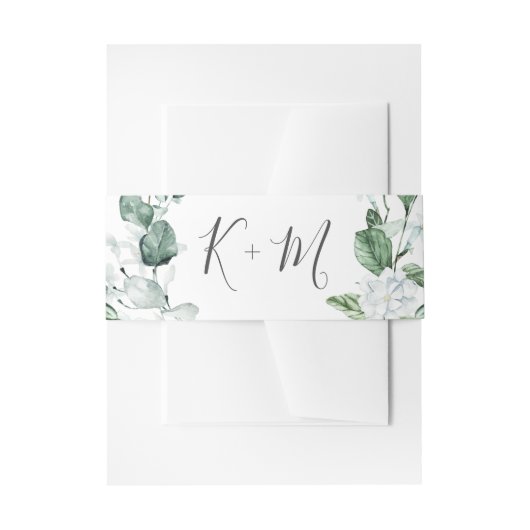 Elegant Sage Greenery Floral Wreats Script Wedding Uitnodigingen Wikkel (Voorkant Voorbeeld)