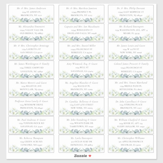 Elegant Sage Greenery Guest Adresetiketten Sticker (Vel)