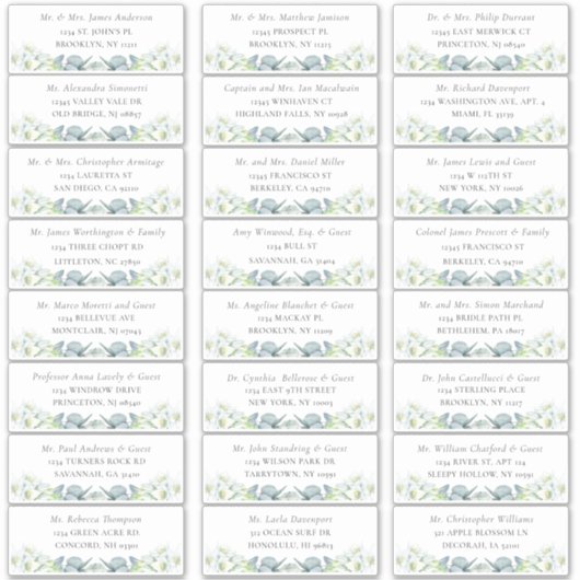 Elegant Sage Greenery Guest Adresetiketten Sticker (Voorkant)