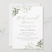Elegant Sage Greenery QR code Rehearsal Dinner Kaart (Voorkant)