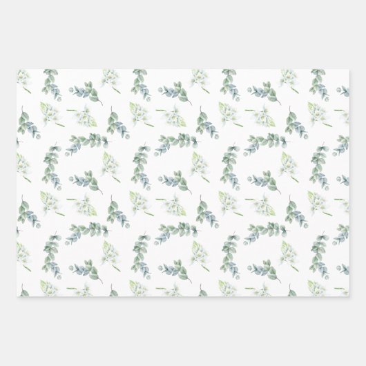 Elegant Sage Greenery Waterverf Botanische olie Inpakpapier Vel (Voorkant 2)