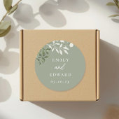 Elegant Sage Greenery Wedding Envelope Seal Ronde Sticker