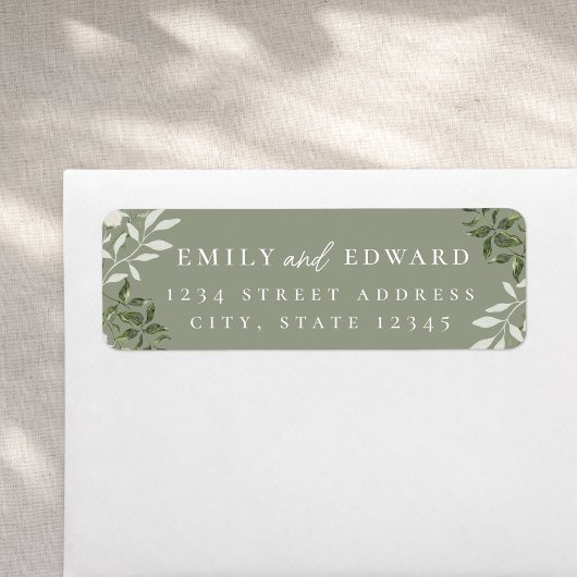 Elegant Sage Greenery Wedding Return Address Etiket