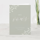 Elegant Sage Greenery Wedding Vow Books Her Vows Kaart (Voorkant)