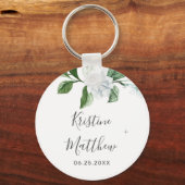 Elegant Sage Greenery Wreath White Floral Wedding Sleutelhanger (Voorkant)