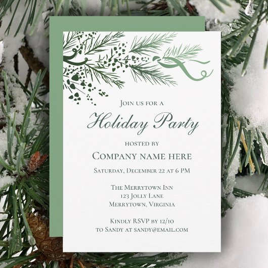 Elegant Sage Greenery Zakelijk Vakantie Feest Kaart