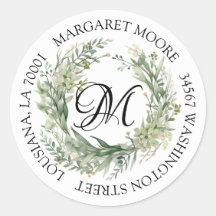 Elegant Sage Groen Bloemen Script Monogram Adres