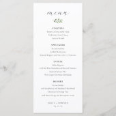 Elegant Sage Groen Bruiloft Menu (Voorkant)