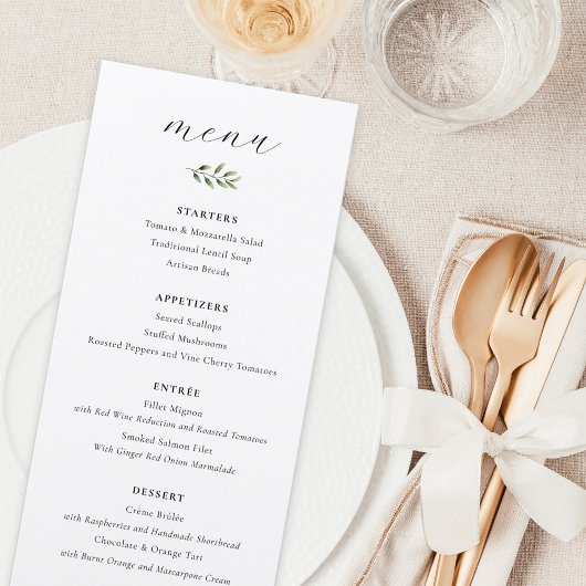 Elegant Sage Groen Bruiloft Menu