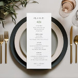 Elegant Sage Groen Bruiloft Menu<br><div class="desc">Op maat ontworpen huwelijksmenu met modern schoon ontwerp met delicate kalligrafie en gebladerte.</div>