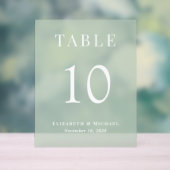 Elegant Sage Groen Bruiloft Receptie Tafelnummer Acryl Bord (Neutraal)