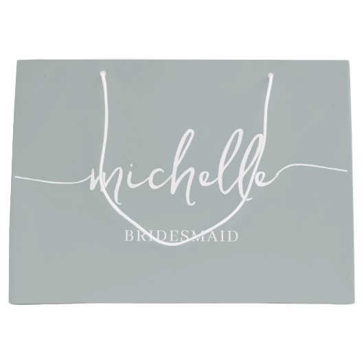 Elegant Sage Groen Chique Monogram Script Groot Cadeauzakje (Voorkant)