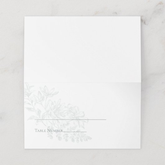 Elegant Sage Groen Eenvoudig Bloemen Bruiloft Plaatskaartje (Buitenkant ongevouwen)