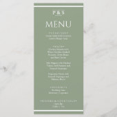 Elegant Sage Groen Eenvoudig Monogram Diner Bruilo Menu (Voorkant)