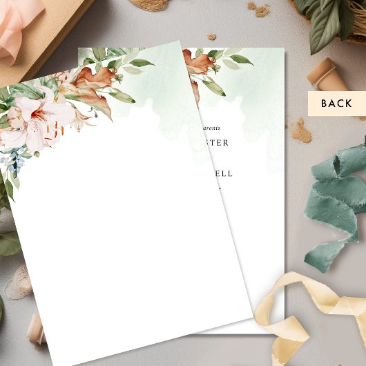 Elegant Sage Groen en Aarde Blooms Bruiloft Kaart