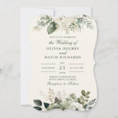 Elegant Sage Groen en Ivoor Bloemen Bruiloft Kaart (Voorkant)