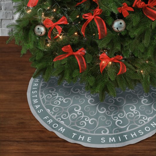 ELEGANT SAGE GROEN EN SILVER XMAS DAMASK CUSTOM KERSTBOOM ROK