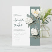Elegant Sage Groen en Wit Bloemen Bruiloft Kaart (Staand voorkant)