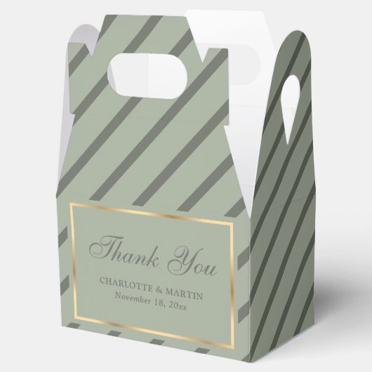 Elegant Sage Groen Goud Bruiloft Dank u Bedankdoosjes (Geopend)