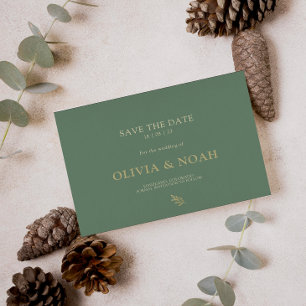 Elegant Sage Groen & Goud Typografie Bruiloft Save The Date