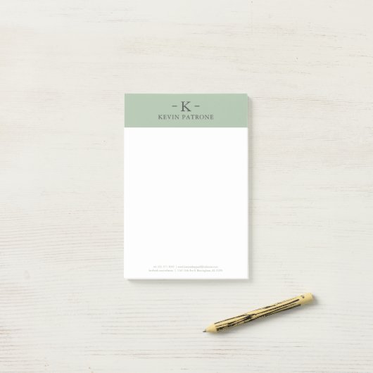 Elegant Sage Groen | Grijze tekst Minimalistisch Post-it® Notes (Op bureau)
