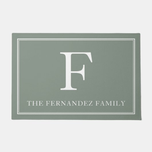 Elegant Sage Groen Initiaal familienaam Deurmat (Voorkant)