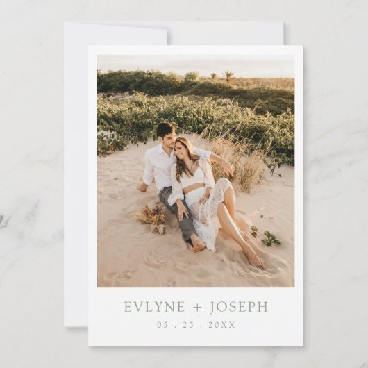 Elegant Sage Groen Minimalistisch Boho Modern Brui Kaart (Achterkant)