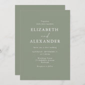 Elegant Sage Groen Minimalistische Bruiloft Kaart (Voorkant / Achterkant)