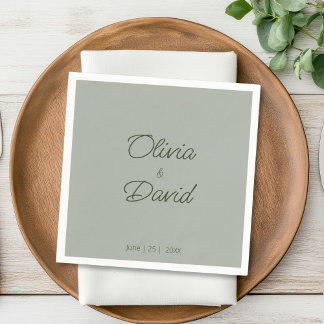 Elegant Sage Groen Minimalistische Bruiloft Servet