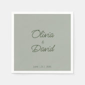 Elegant Sage Groen Minimalistische Bruiloft Servet (Voorkant)