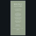 Elegant Sage Groen Modern Let's Eat Bruiloft Diner Menu<br><div class="desc">Een salie groen en wit elegante minimalistische chique bruiloft licht groen diner menu. Welke kenmerken chic sjabloon ontwerp van salie groene achtergrond en witte typografie. Laten we woorden eten in elegante chique kalligrafie.</div>