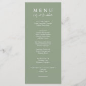 Elegant Sage Groen Modern Let's Eat Bruiloft Diner Menu (Voorkant)