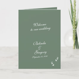 Elegant Sage Groen Script Bruiloft Orde van Servic Programma