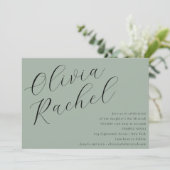 Elegant Sage Groen Script Kalligrafie Bat Mitzvah Kaart (Staand voorkant)