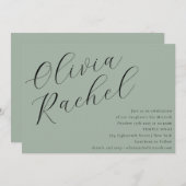 Elegant Sage Groen Script Kalligrafie Bat Mitzvah Kaart (Voorkant / Achterkant)