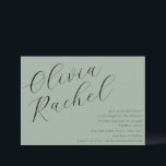Elegant Sage Groen Script Kalligrafie Bat Mitzvah Kaart<br><div class="desc">Vier deze bijzondere mijlpaal met een prachtig ontworpen Bat Mitswa-uitnodiging met elegante scripttypografie op een moderne saliegroene achtergrond. Perfect voor een stijlvolle en verfijnde viering, deze uitnodiging zet de toon voor een betekenisvolle en gedenkwaardige gebeurtenis. Pas de naam en de details van uw dochter aan voor een echt persoonlijk tintje....</div>