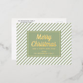 Elegant Sage Groen Script Merry Christmas Gold Folie Feestdagen Briefkaart (Voorkant / Achterkant)