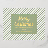 Elegant Sage Groen Script Merry Christmas Gold Folie Feestdagen Briefkaart (Voorkant)