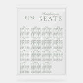 Elegant Sage Groen Script Monogram Bruiloft Seat Acryl Bord (Voorkant)